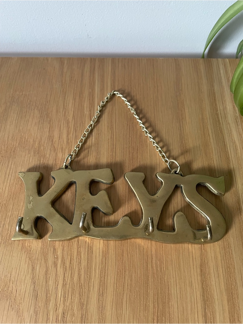 Vintage Brass KEYS Holder Hooks Wall Hanging